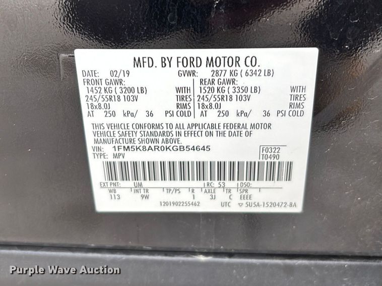 image for item FC5631 2019 Ford Explorer Police Interceptor SUV