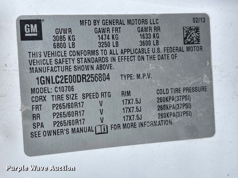 image for item FG0264 2013 Chevrolet Tahoe Police SUV