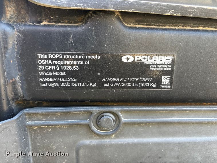 image for item FG2902 2017 Polaris Ranger XP1000 EPS utility vehicle