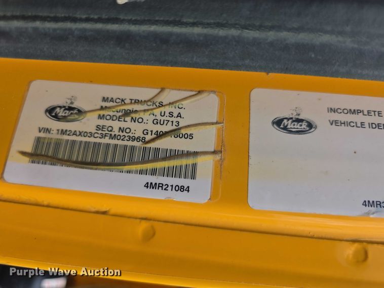 image for item FH6053 2015 Mack Granite GU713 dump truck
