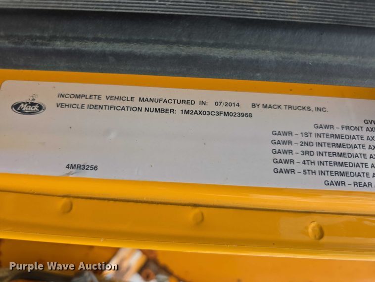image for item FH6053 2015 Mack Granite GU713 dump truck