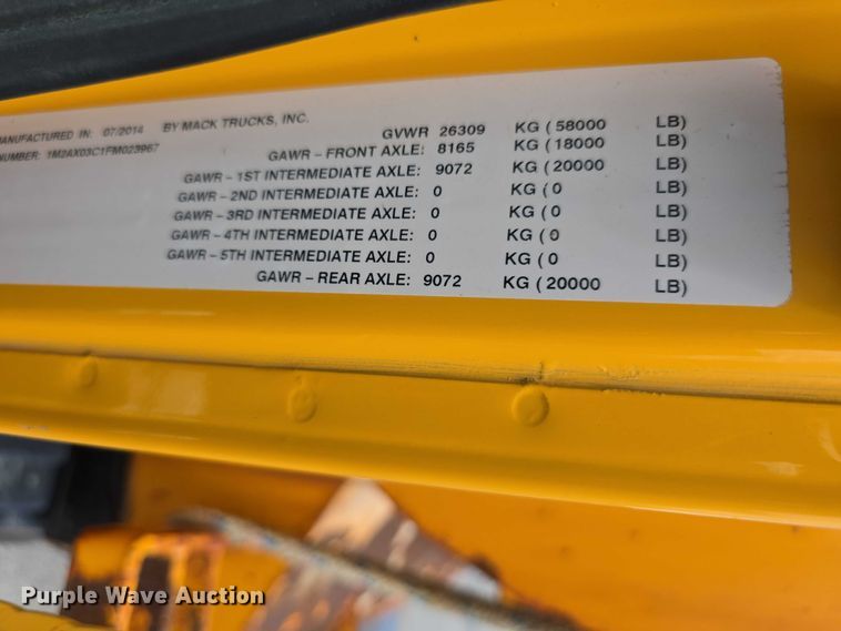 image for item FH6054 2015 Mack Granite GU713 dump truck