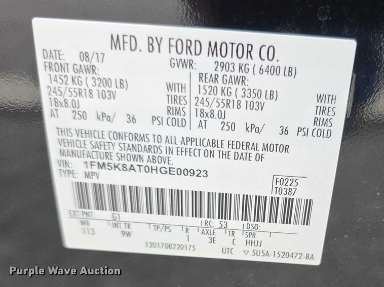 image for item FI0937 2017 Ford Explorer Police Interceptor SUV
