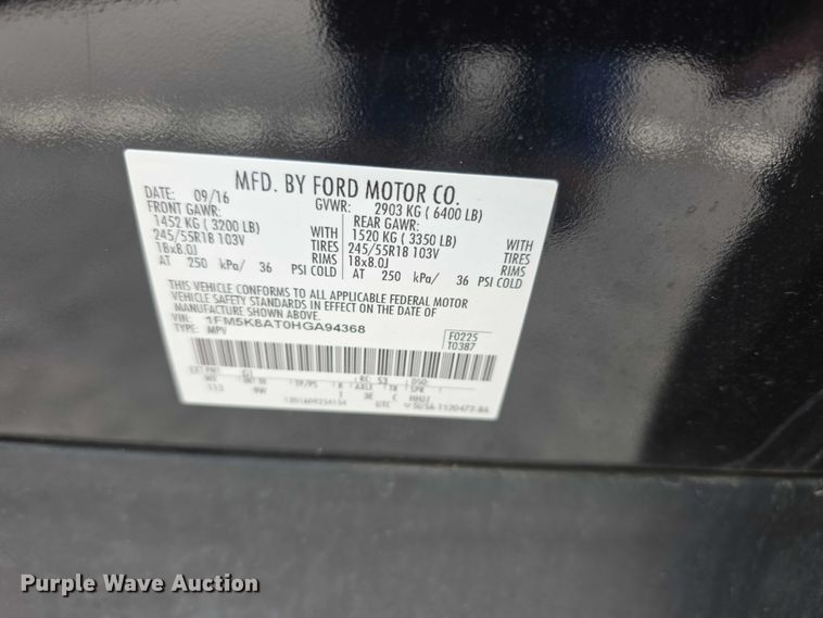 image for item FI0938 2017 Ford Explorer Police Interceptor SUV