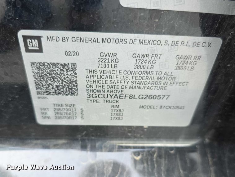 image for item FI0950 2020 Chevy Silverado 1500 Crew Cab pickup truck