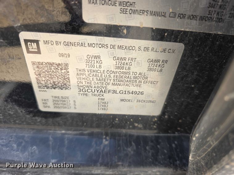 image for item FI0951 2020 Chevrolet Silverado 1500 