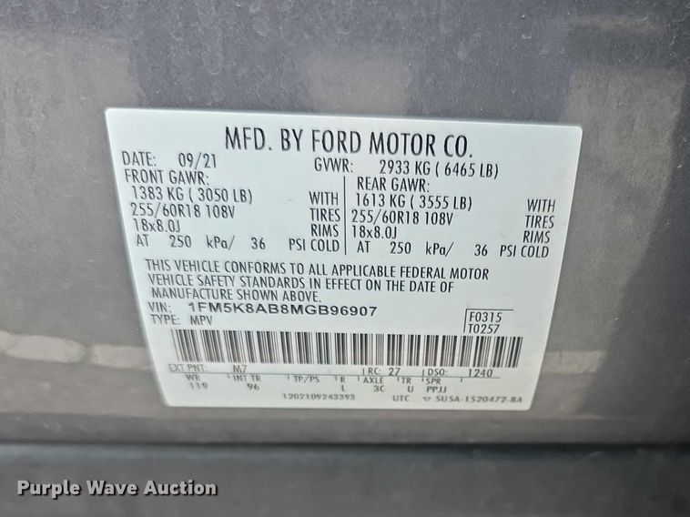 image for item FI1001 2021 Ford Explorer Police Interceptor SUV