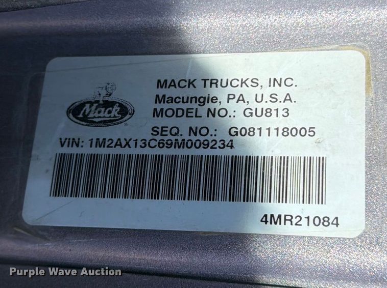 image for item FK0078 2009 Mack GU813 dump truck