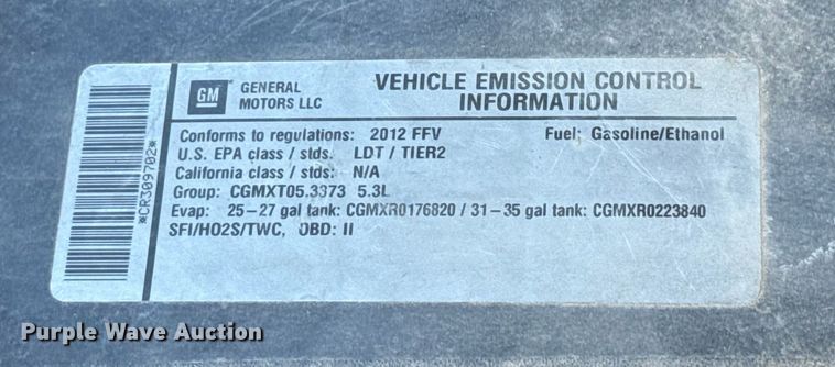 image for item HI9367 2012 Chevrolet Tahoe Police SUV