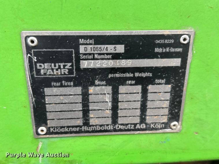 image for item MX9102 1986 Deutz 6240 tractor
