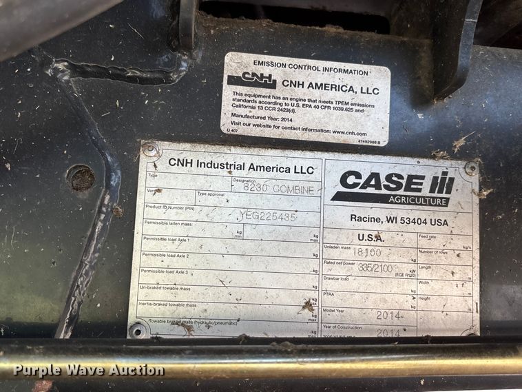 image for item DT0209 2014 Case IH 8230 combine