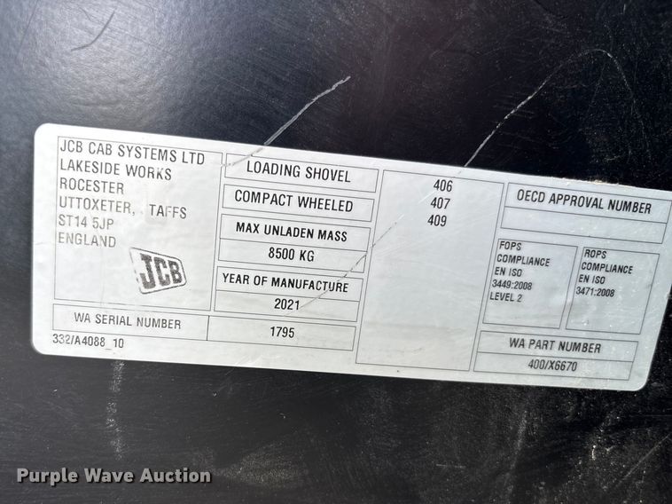 image for item EA4814 2021 JCB 409 wheel loader