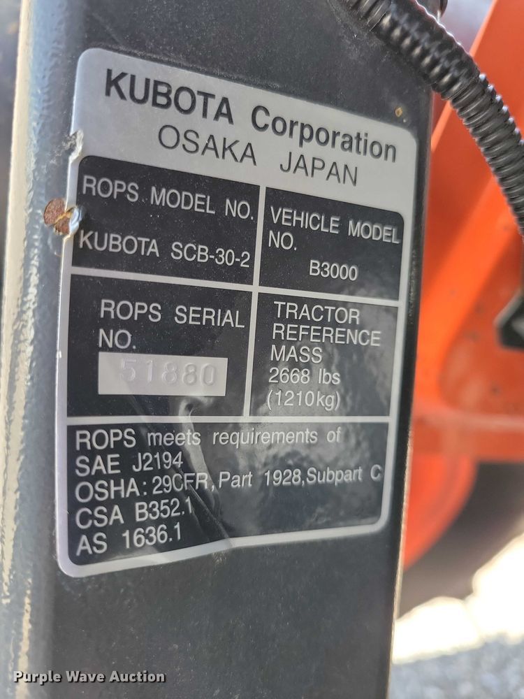 image for item EE0979 Kubota B3000 MFWD tractor