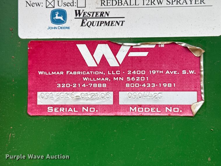 image for item ET6058 Willmar Fabrication Redball 12RW hooded sprayer