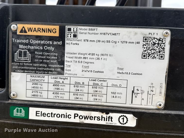image for item EW4519 2001 Hyster S50FT forklift
