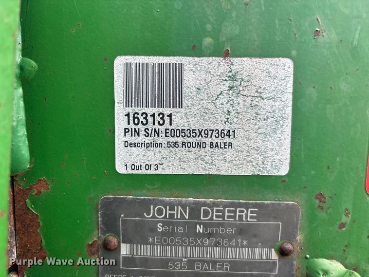 image for item FC4577 John Deere 535 round baler