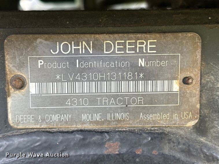 image for item FK1232 2002 John Deere 4310 MFWD tractor