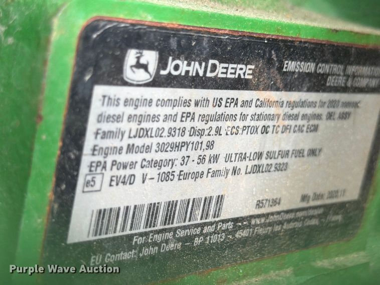 image for item YA3225 2021 John Deere 5065E MFWD tractor