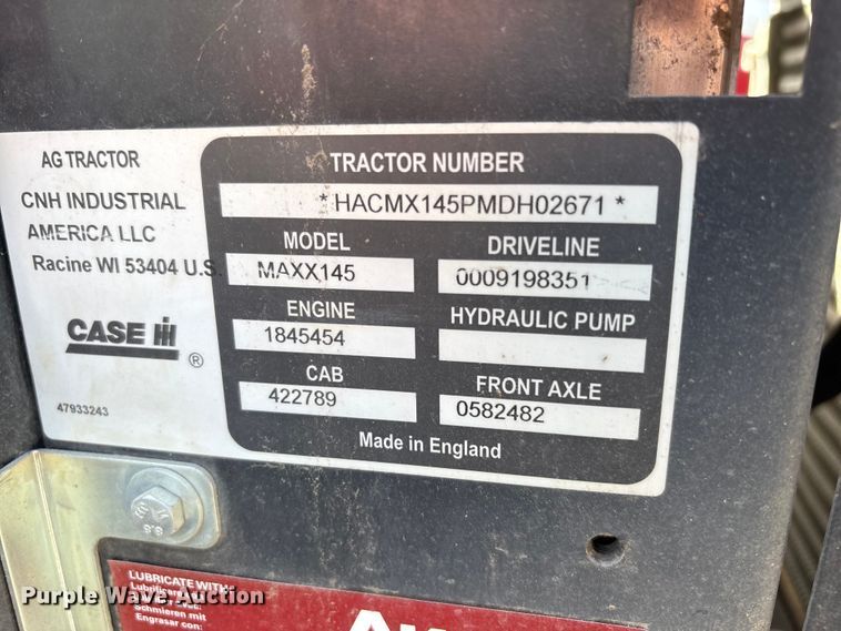 image for item YA3384 2021 Case IH Maxxum 145 MFWD tractor