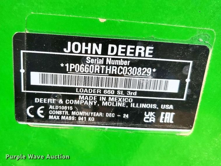 image for item YA3525 2024 John Deere 660R loader