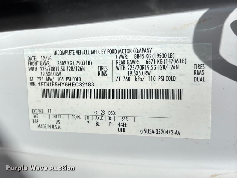 image for item DT0226 2017 Ford F550 bucket truck