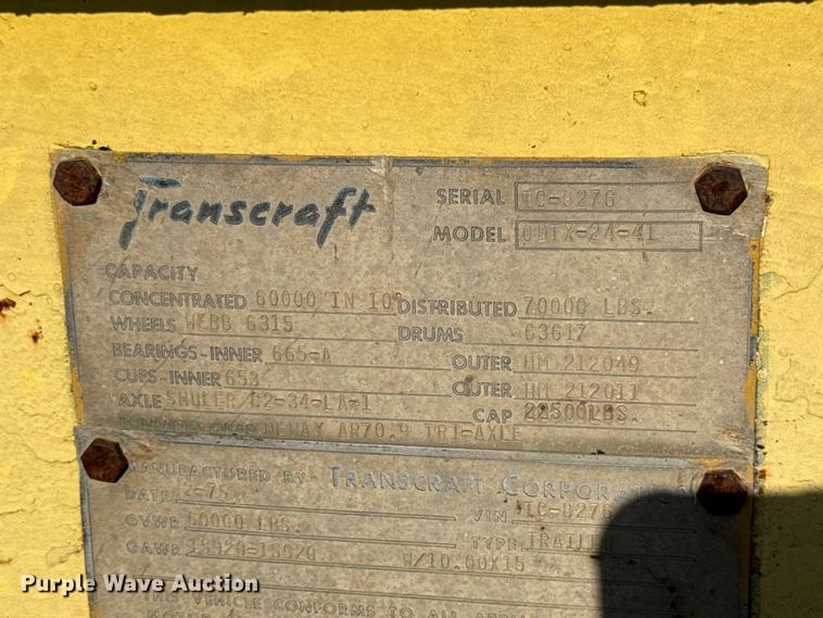 image for item DZ4444 1975 Transcraft drop deck equipment trailer
