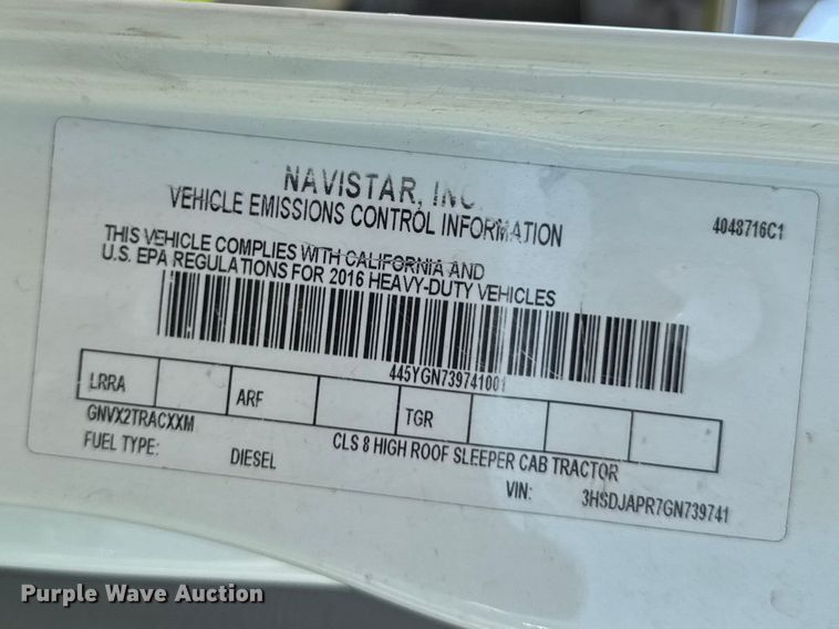 image for item DZ4455 2016 International ProStar Plus semi truck