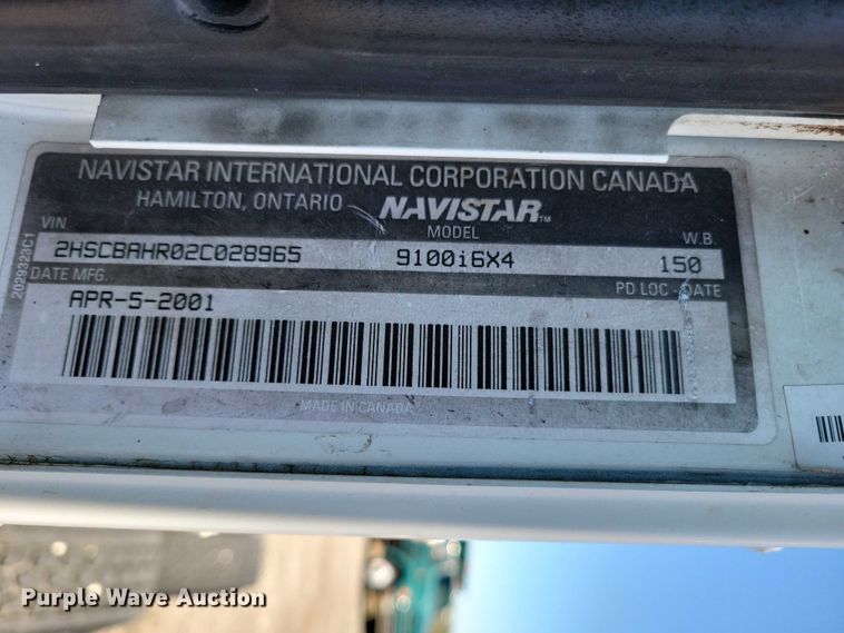 image for item DZ7076 2002 International 9100i semi truck