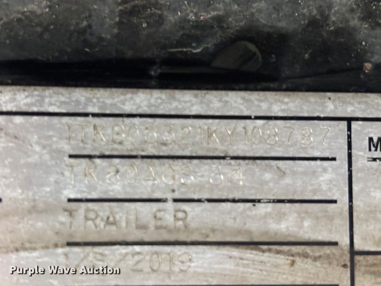 image for item EM0100 2019 Trail King TK80ACS-34 drop deck equipment trailer