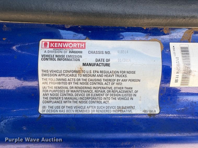 image for item EU8655 2015 Kenworth T880 semi truck