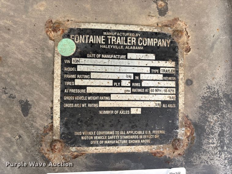 image for item EV2945 2000 Fontaine LFTW-6-8048WSAWK flatbed trailer