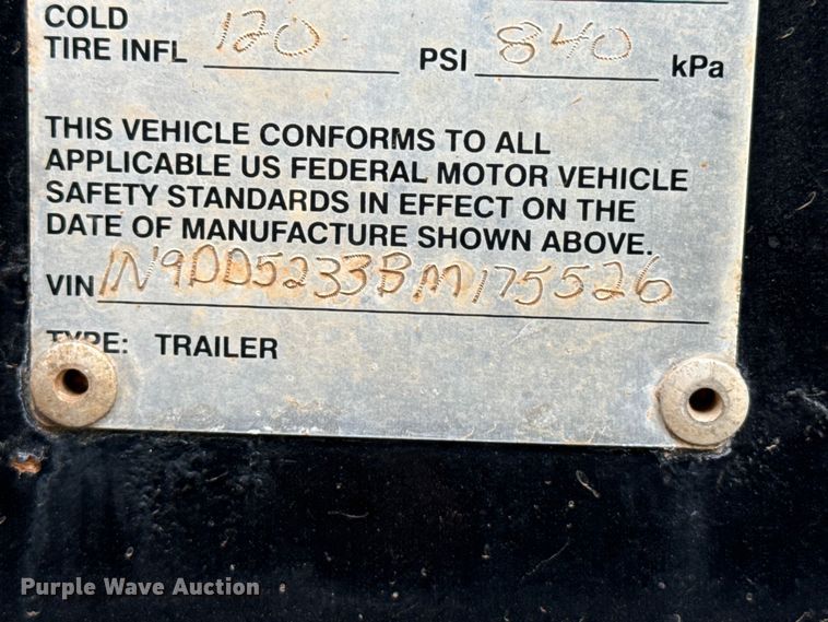 image for item EW4492 2011 Neville Built drop deck equipment trailer
