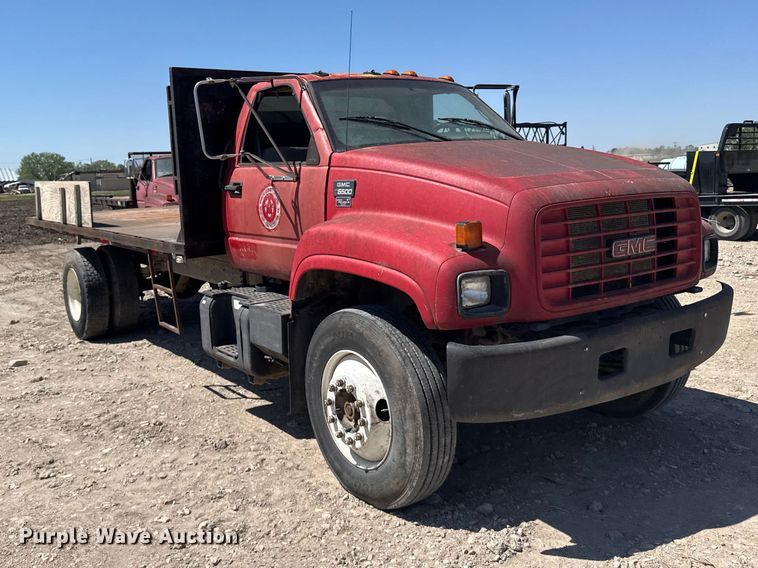 image for item FB7245 1997 GMC C6500 flatbed truck