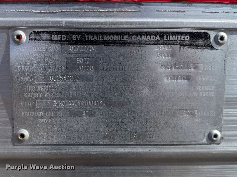 image for item FB7313 2004 Trailmobile delivery trailer
