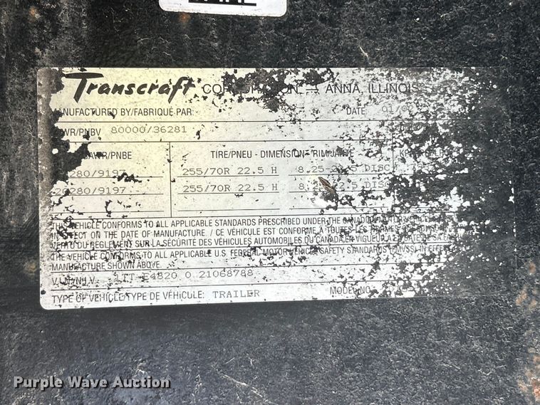 image for item FC2531 2002 Transcraft drop deck trailer