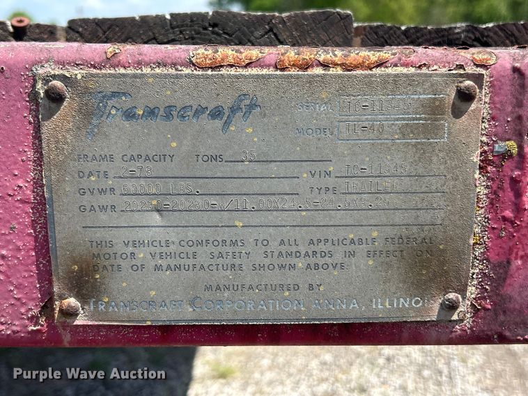 image for item FC2532 1978 Transcraft TL-40 flatbed trailer