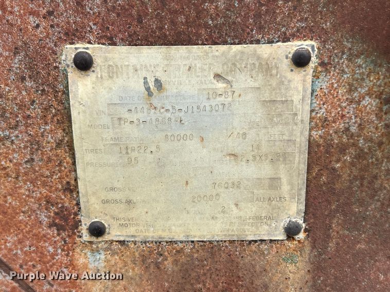 image for item FC2533 1988 Fontaine TP-3-4868SL extendable flatbed trailer