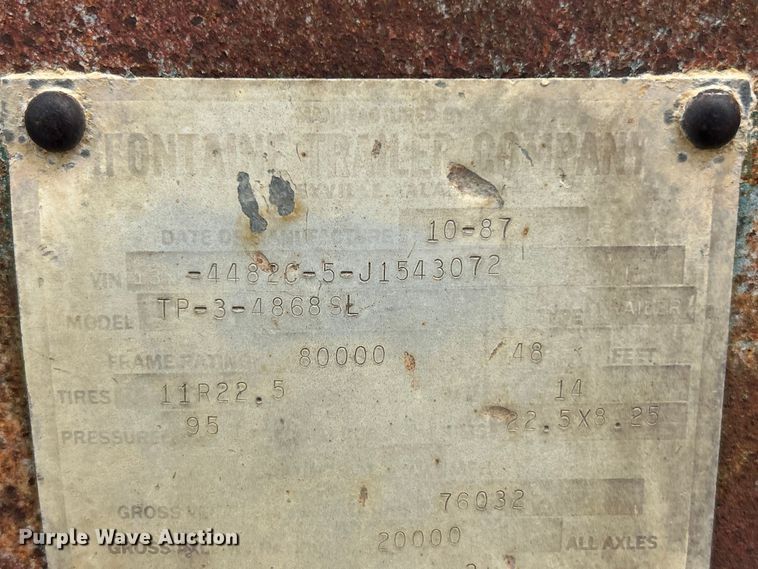 image for item FC2533 1988 Fontaine TP-3-4868SL extendable flatbed trailer