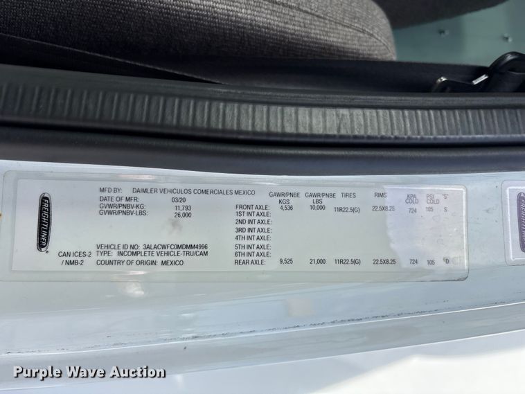 image for item FK1413 2021 Freightliner Business Class M2 box truck