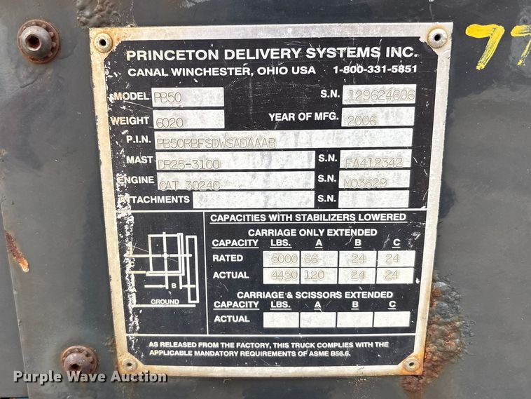 image for item FK1421 2006 Princeton Delivery Systems PB50 forklift