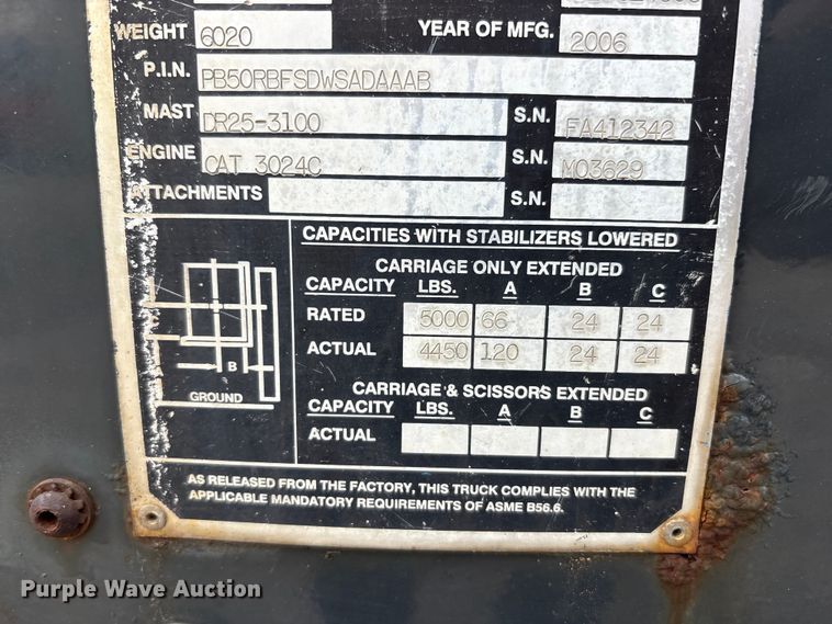 image for item FK1421 2006 Princeton Delivery Systems PB50 forklift