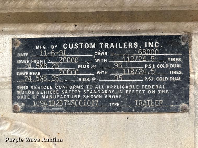 image for item MX9103 1992 Custom Trailers fuel trailer