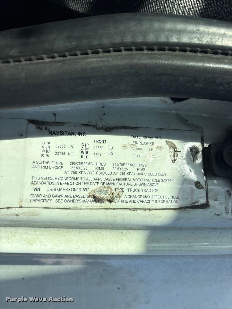image for item YA0368 2016 International ProStar 122 semi truck