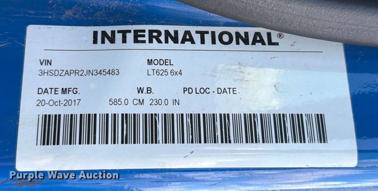 image for item YA2145 2018 International LT625 semi truck