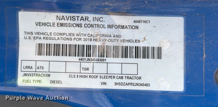 image for item YA2145 2018 International LT625 semi truck