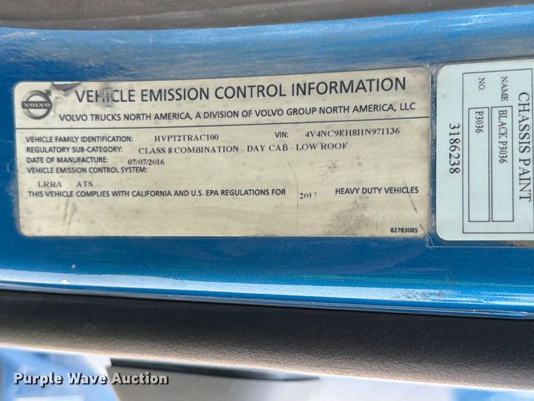 image for item YA2987 2017 Volvo VNL semi truck