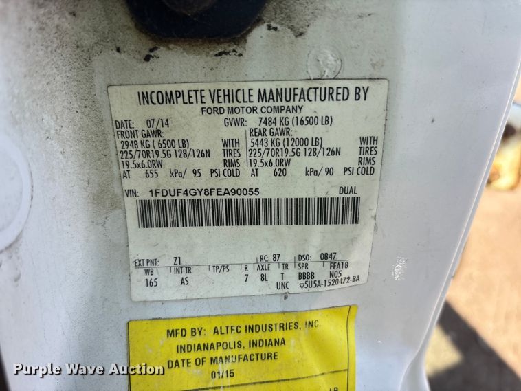 image for item YA3072 2015 Ford F450 Super Duty bucket truck