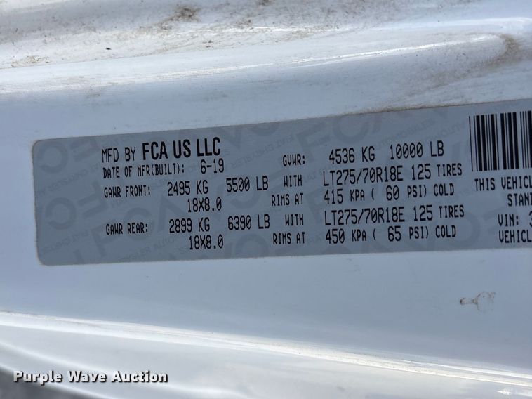 image for item DO5203 2019 RAM 2500 utility bed pickup truck