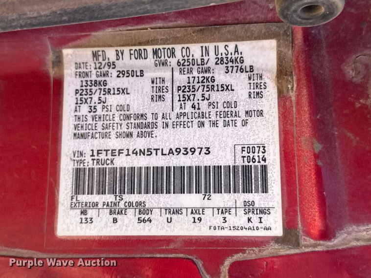 image for item DS6825 1996 Ford F150 pickup truck