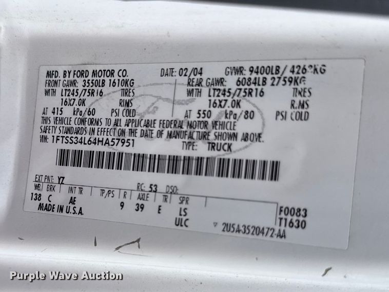 image for item DZ4451 2004 Ford E350 van